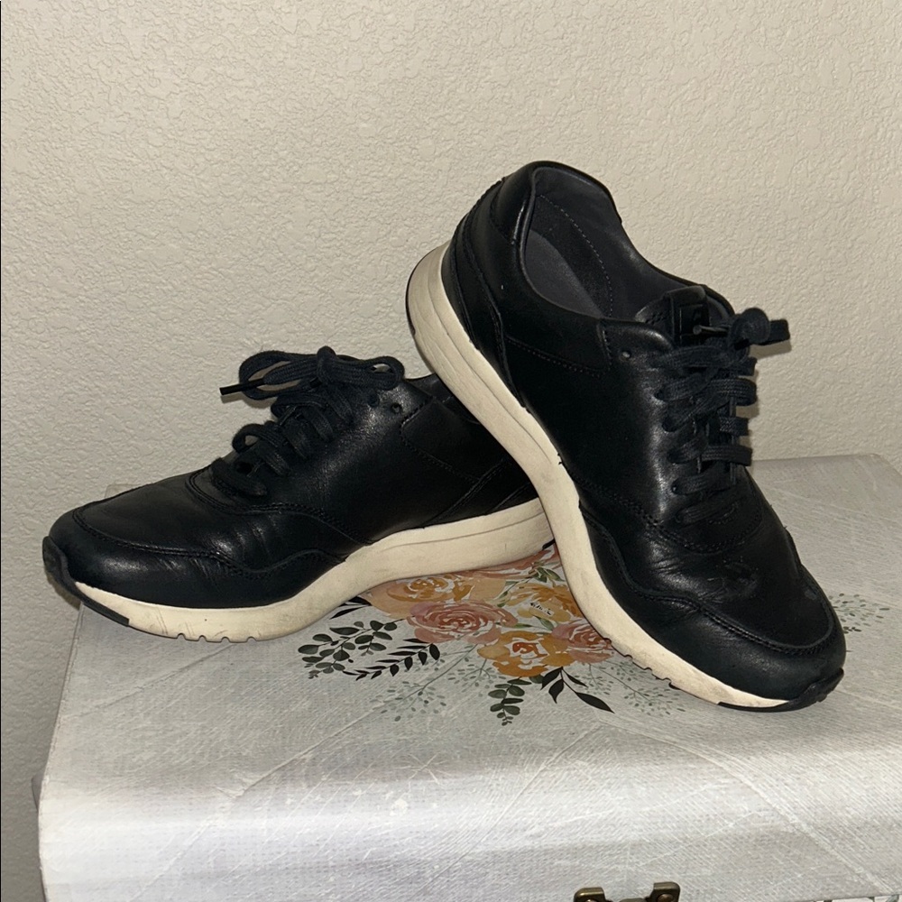 Cole Haan Black Leather Women's Sneakers with White Sole